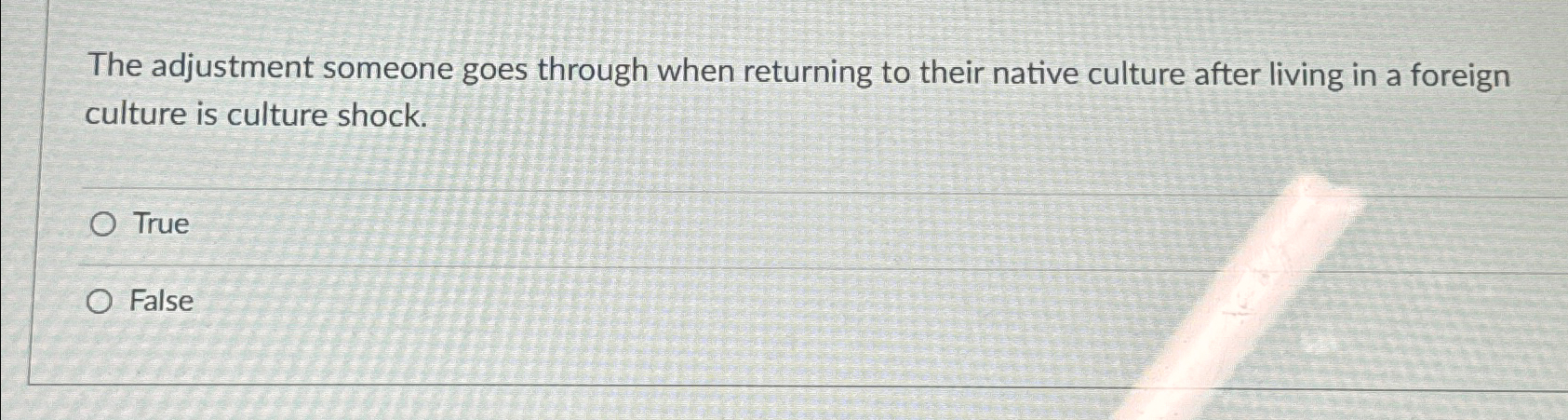  The adjustment someone goes through when returning to their native culture