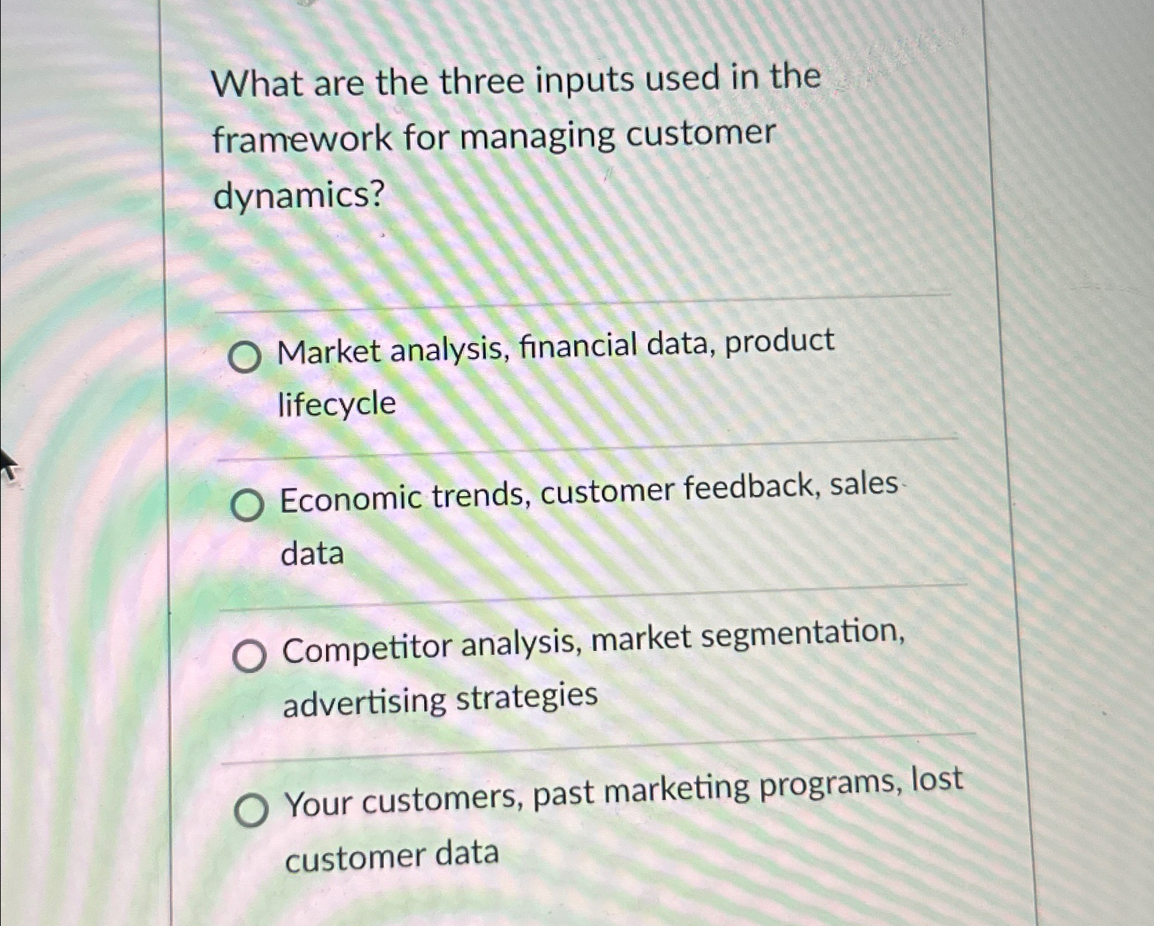  What are the three inputs used in the framework for managing
