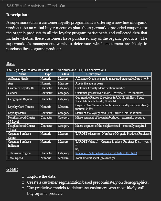 Description: A supermarket has a customer loyalty program and is offering