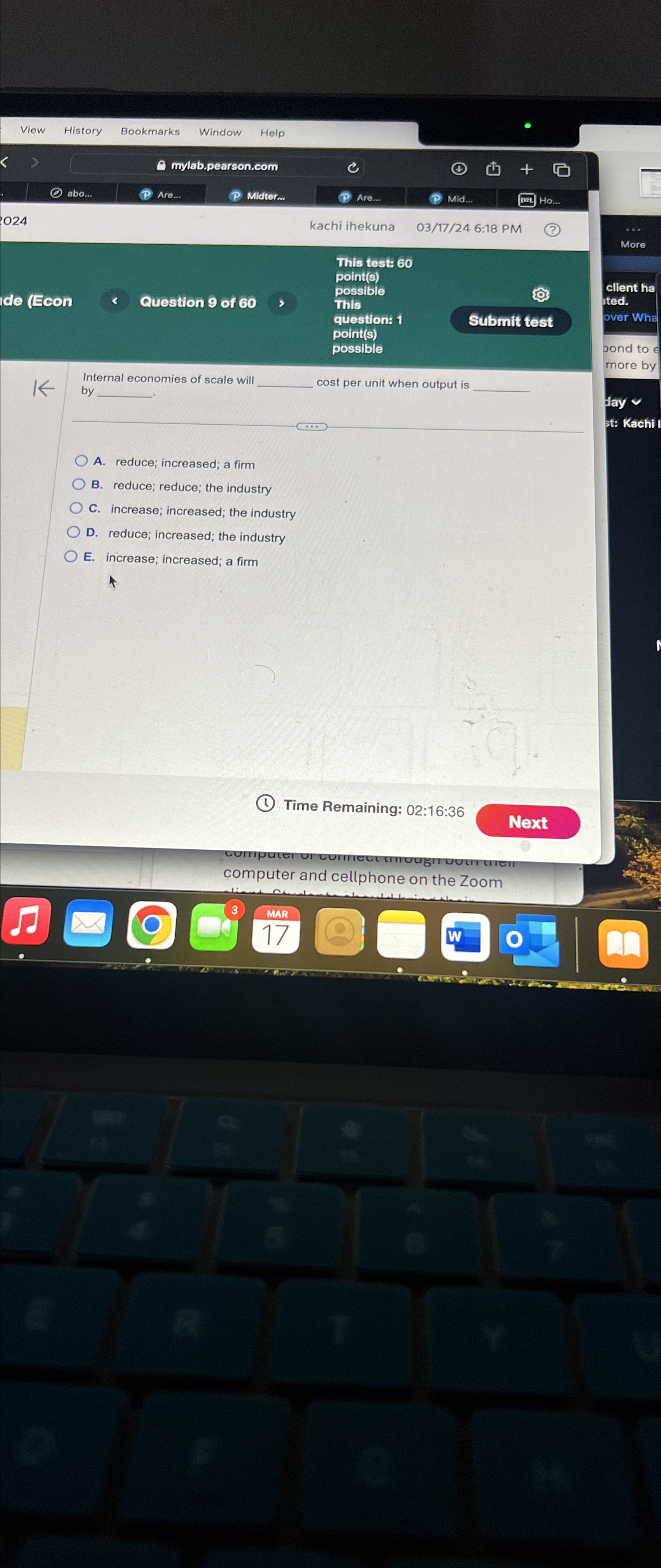  A. reduce; increased; a firm B. reduce; reduce; the industry C.