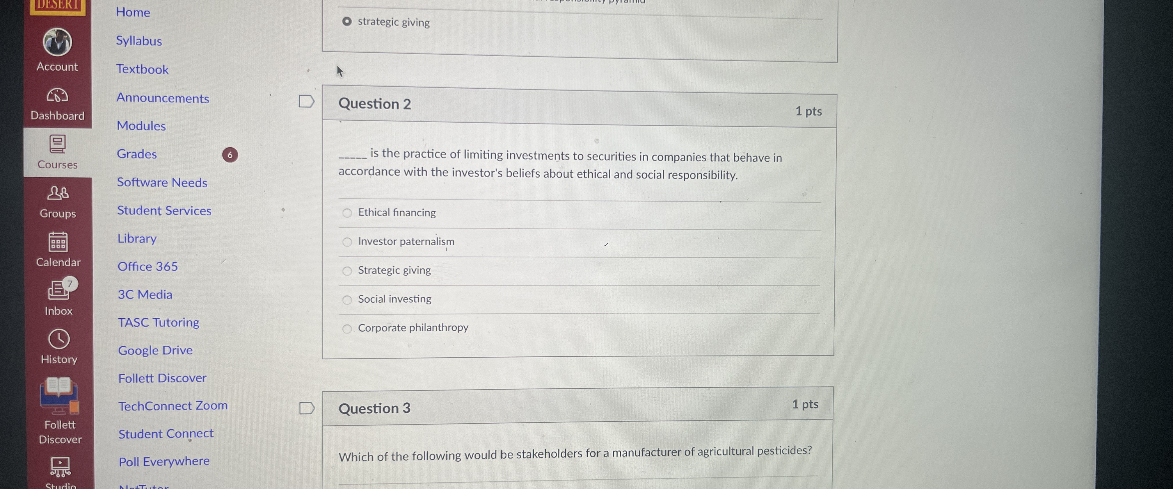  \table[[,Home,,],[(1),,- strategic giving],[Account,Textbook,.,A],[\table[[20],[Dashboard]],Announcements,,Question 2],[\table[[],[Courses],[3 