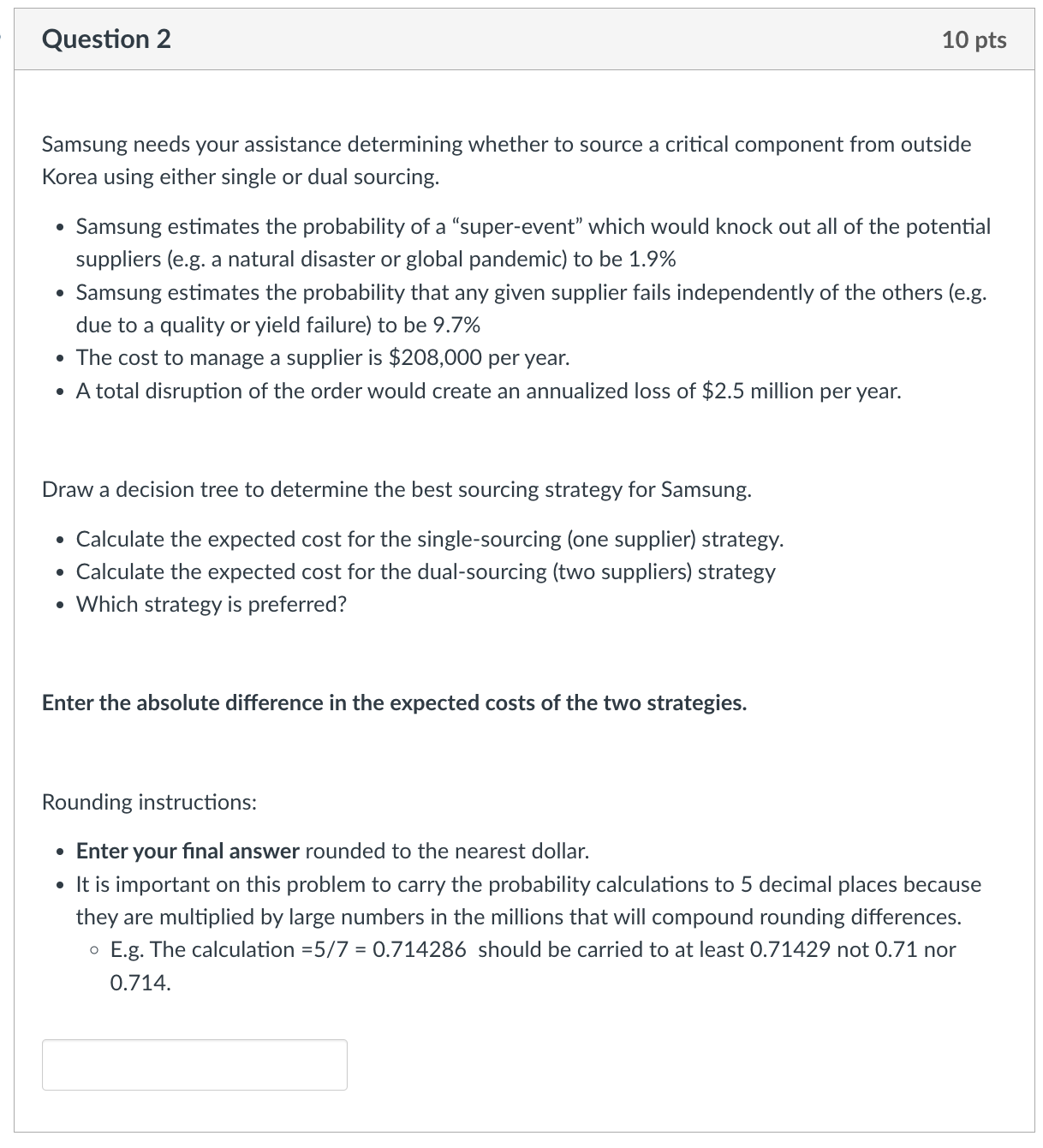 Please show work either in Excel with formulas or handwritten so I