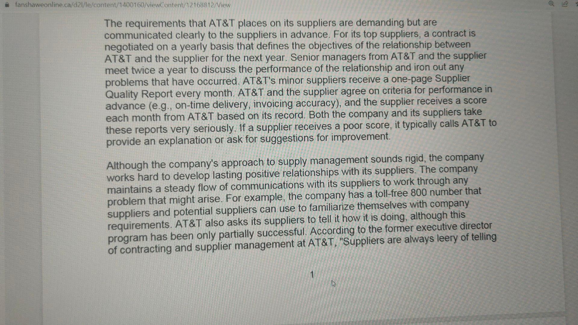 2. Do you believe that AT\&T's standards for its suppliers are too
