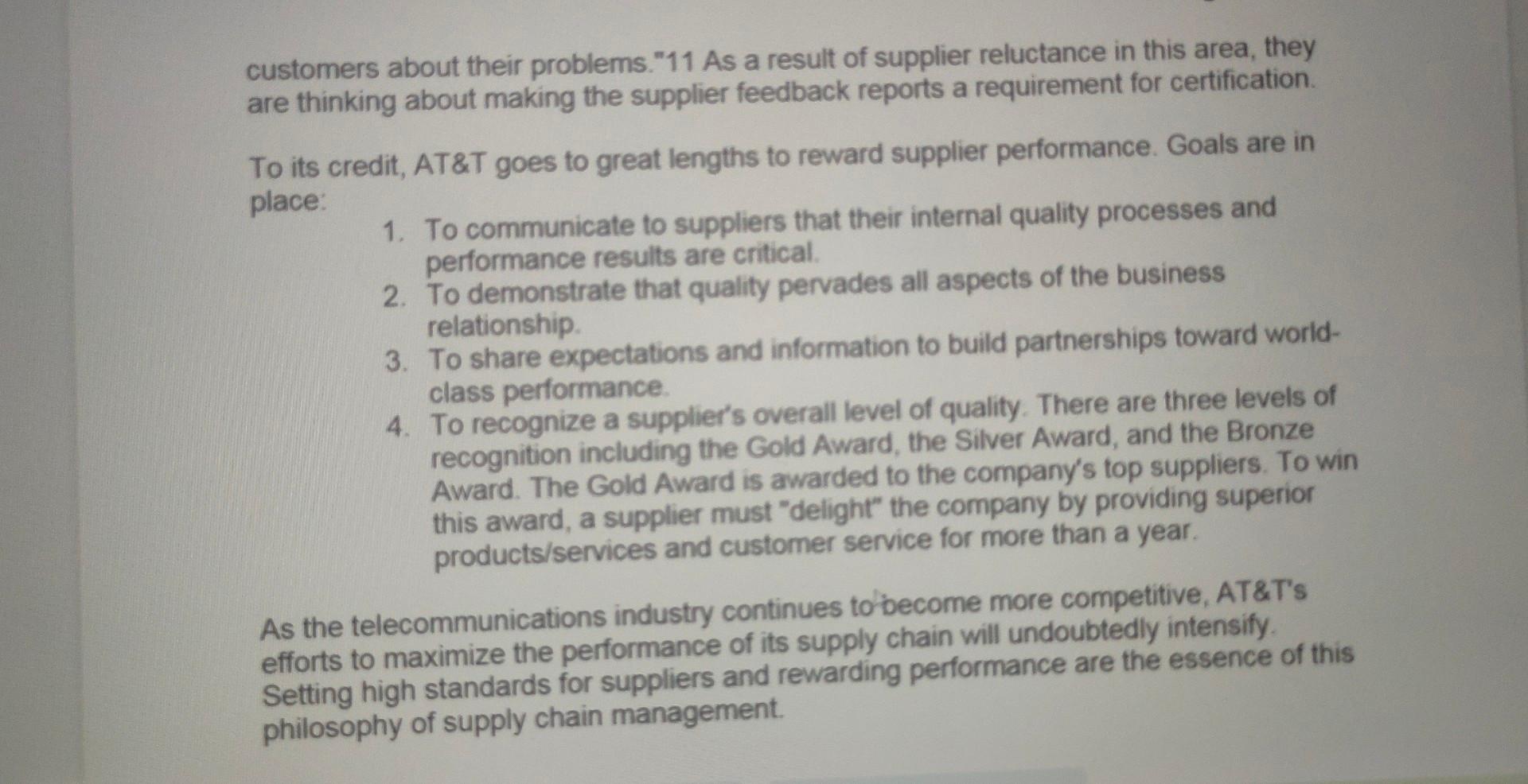 rigid? Why or why not? 3. Explain how a monthly supplier report