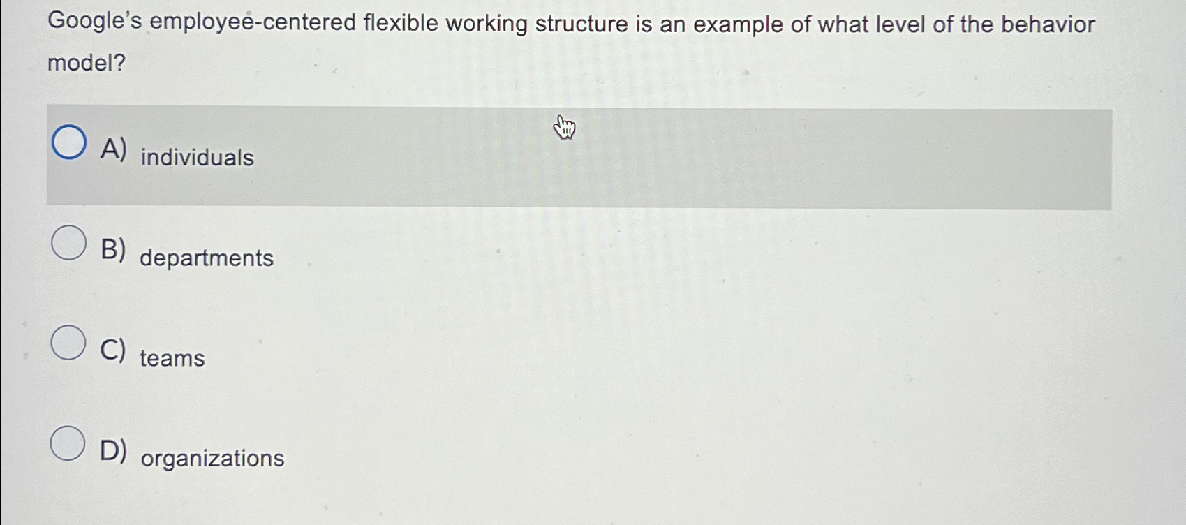  Google's employee-centered flexible working structure is an example of what level