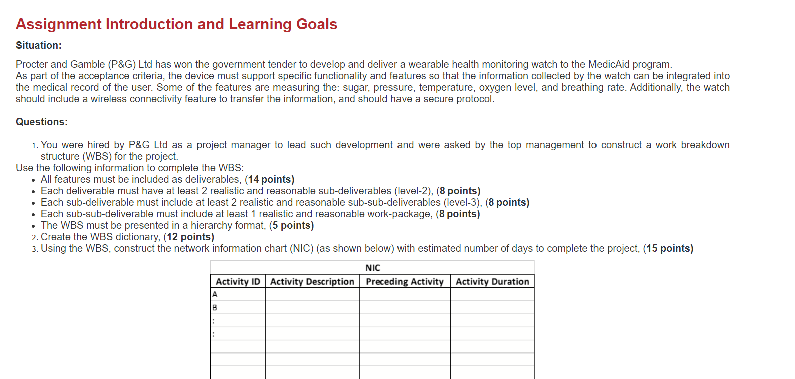  Assignment Introduction and Learning Goals Situation: Procter and Gamble (P&G) Ltd