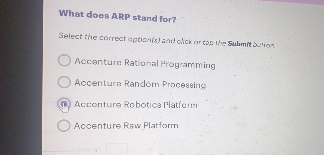  What does ARP stand for? Select the correct option(s) and click