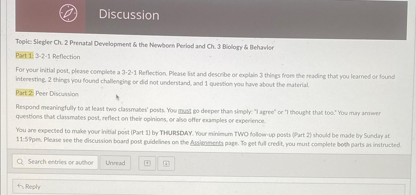 Discussion Topic: Siegler Ch.2 Prenatal Development & the Newborn Period and