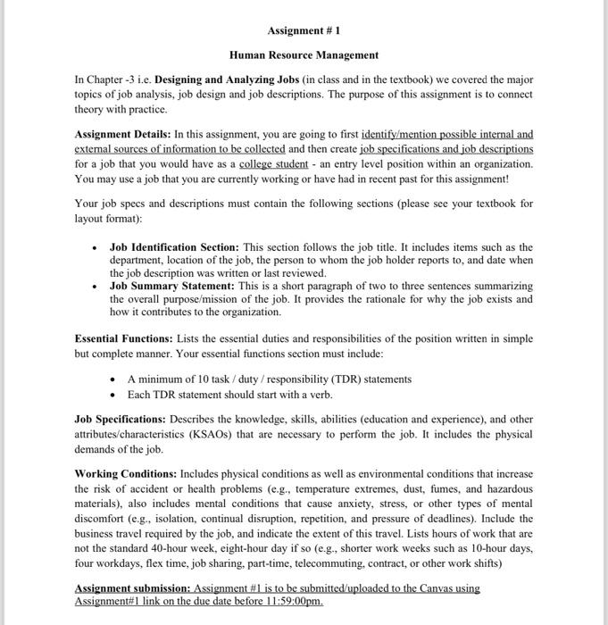  Assignment \# 1 Human Resource Management In Chapter - 3 i.e.