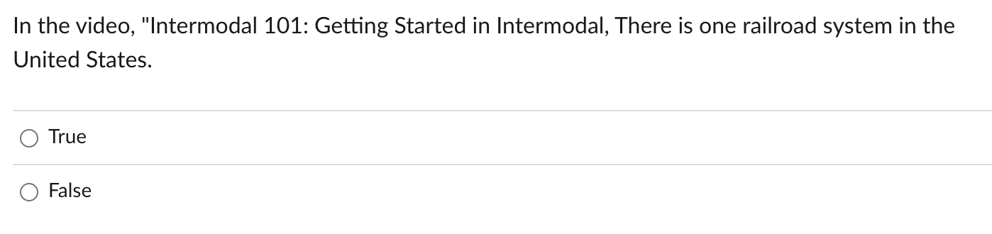 of intermodal is: The transfer from one railcar to another Involves 2