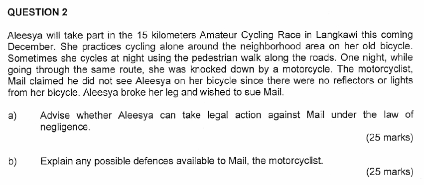  QUESTION 2 Aleesya will take part in the 15 kilometers Amateur