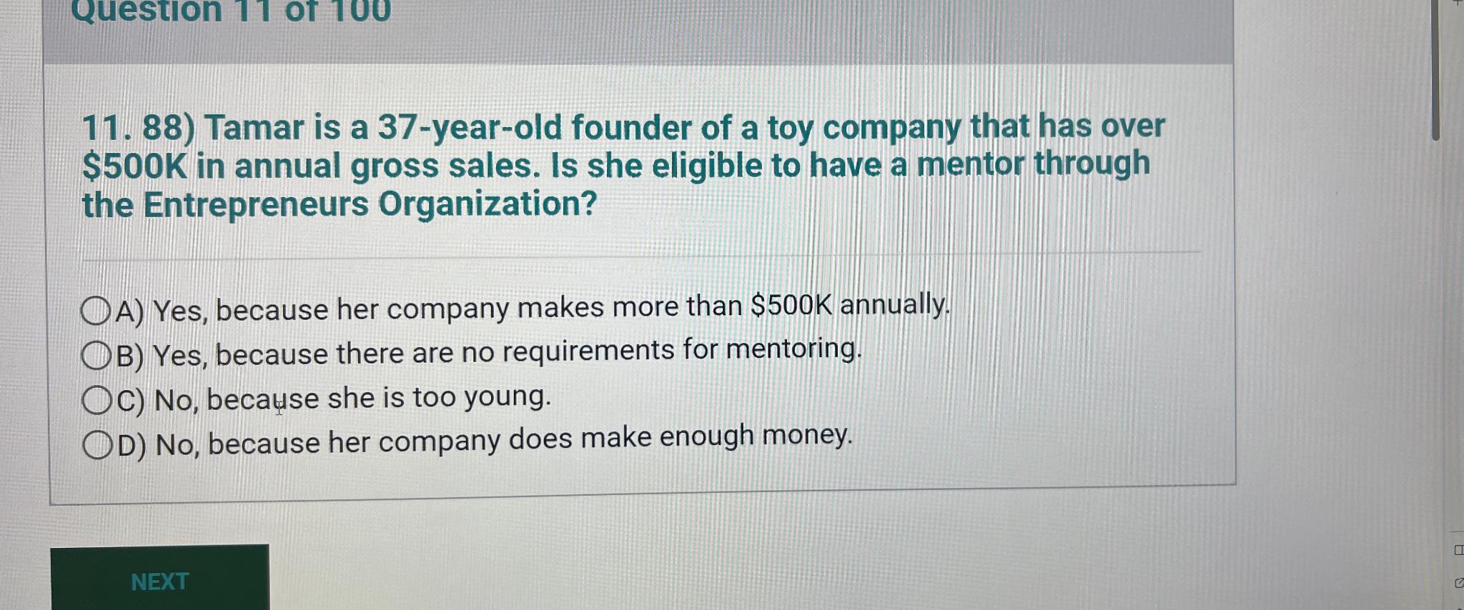  Tamar is a 37-year-old founder of a toy company that has