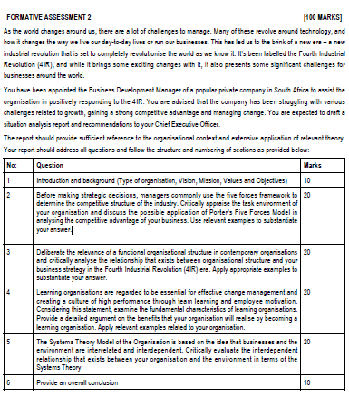  FORMATIVE ASSESSMENT 2 [100 NARKS] As the world changes around us,