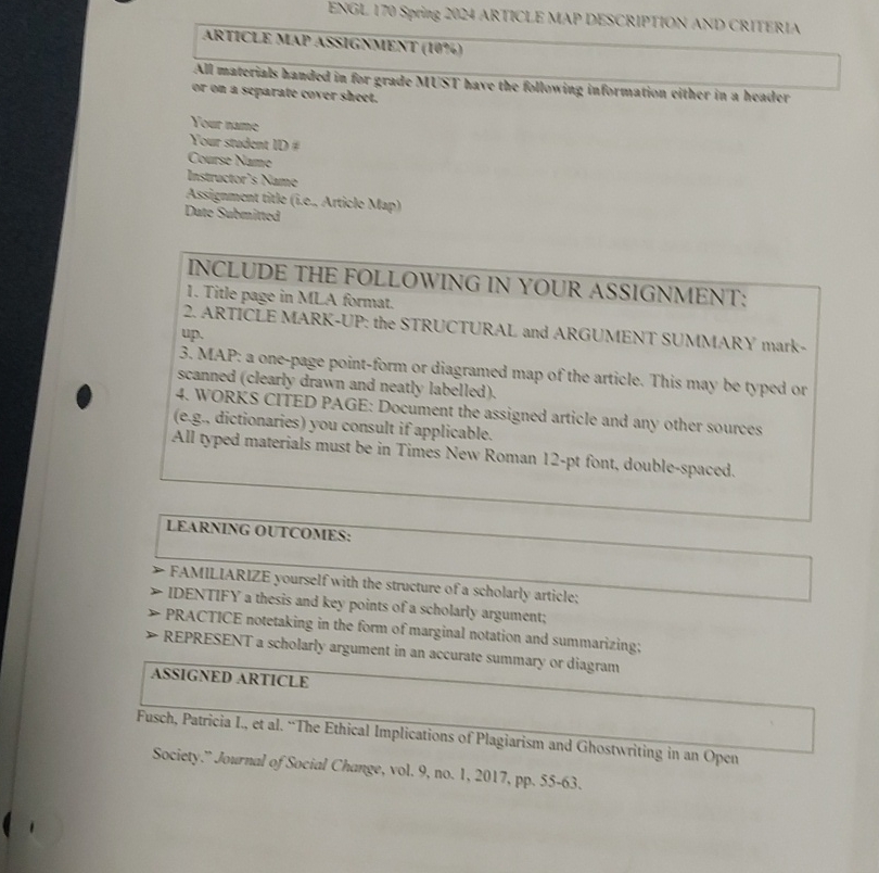  EIGL. 170 Spring 2OC4 ARTCUE MAP DESCRIPTION AND CRITERLA ARTICLE M.W.