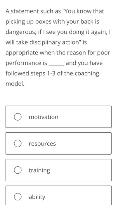  A statement such as "You know that picking up boxes with