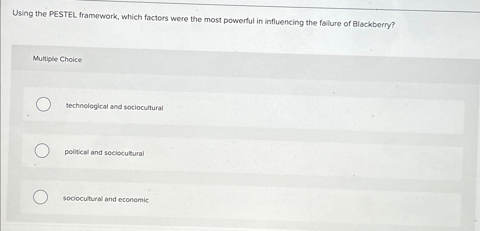  Using the PESTEL framework, which factors were the most powerful in