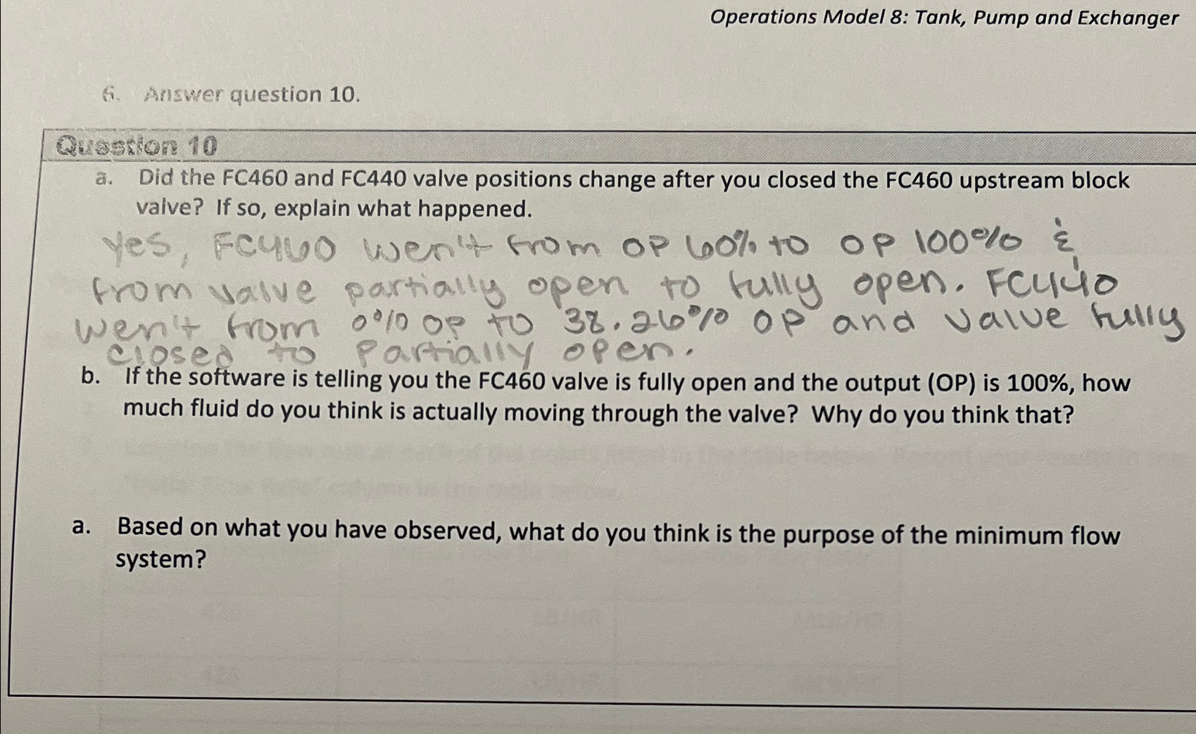  Operations Model 8: Tank, Pump and Exchanger 6. Answer question 10.