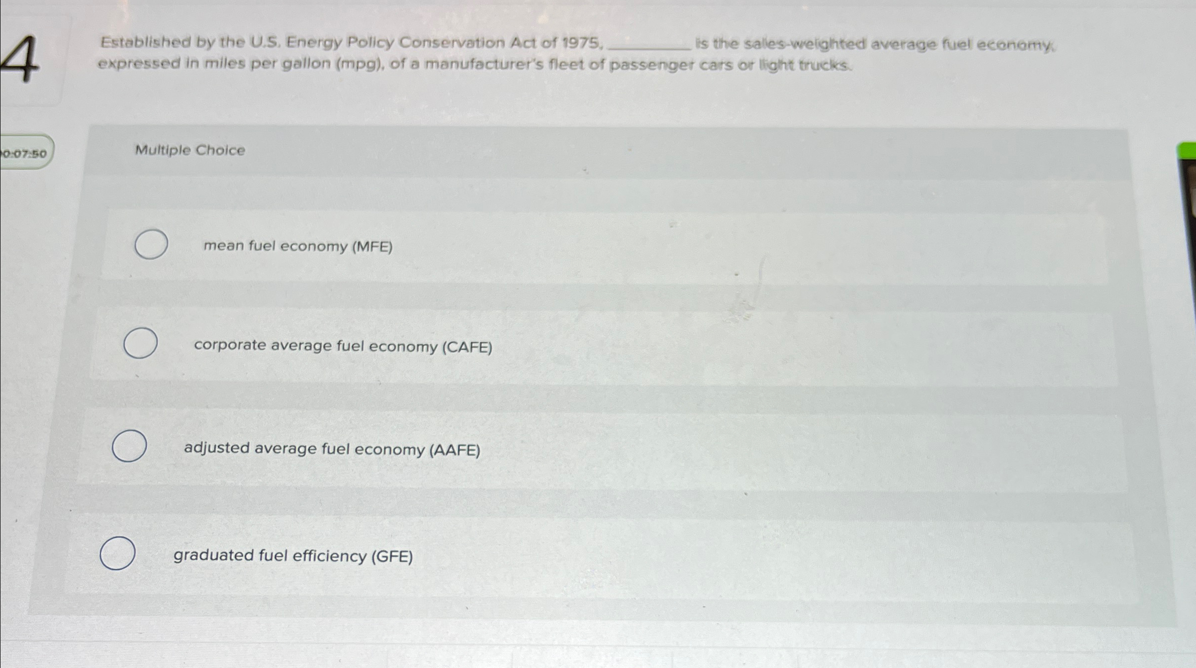  Established by the U.S. Energy Policy Conservation Act of 1975. is