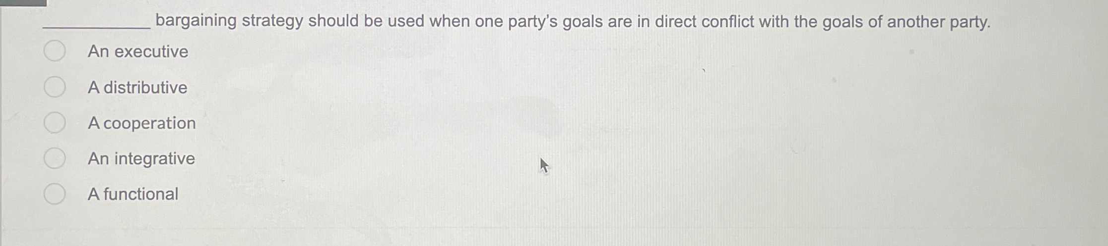  q, bargaining strategy should be used when one party's goals are