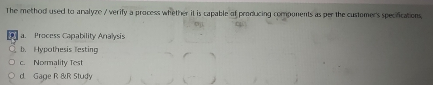  The method used to analyze / verify a process whether it