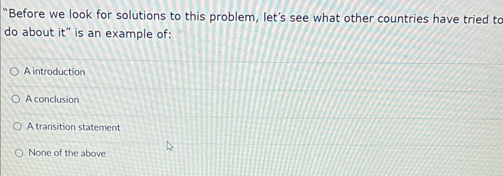  "Before we look for solutions to this problem, let's see what