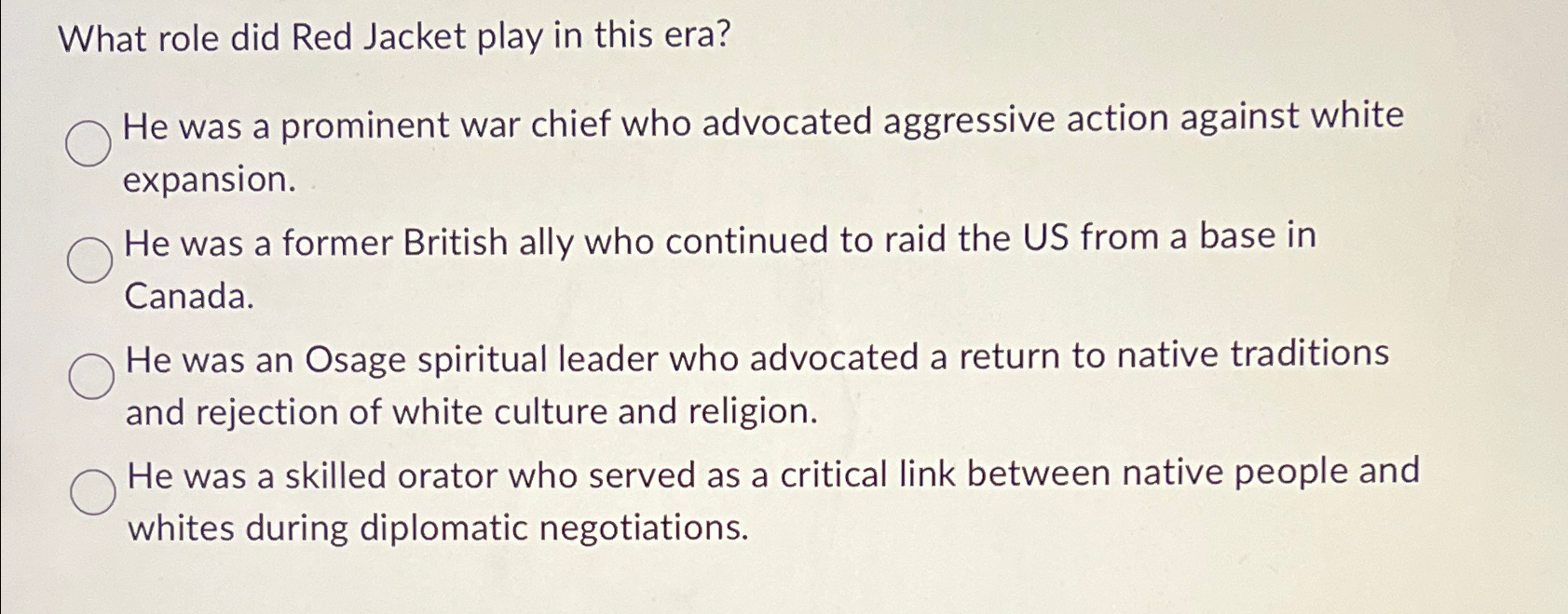  What role did Red Jacket play in this era? He was