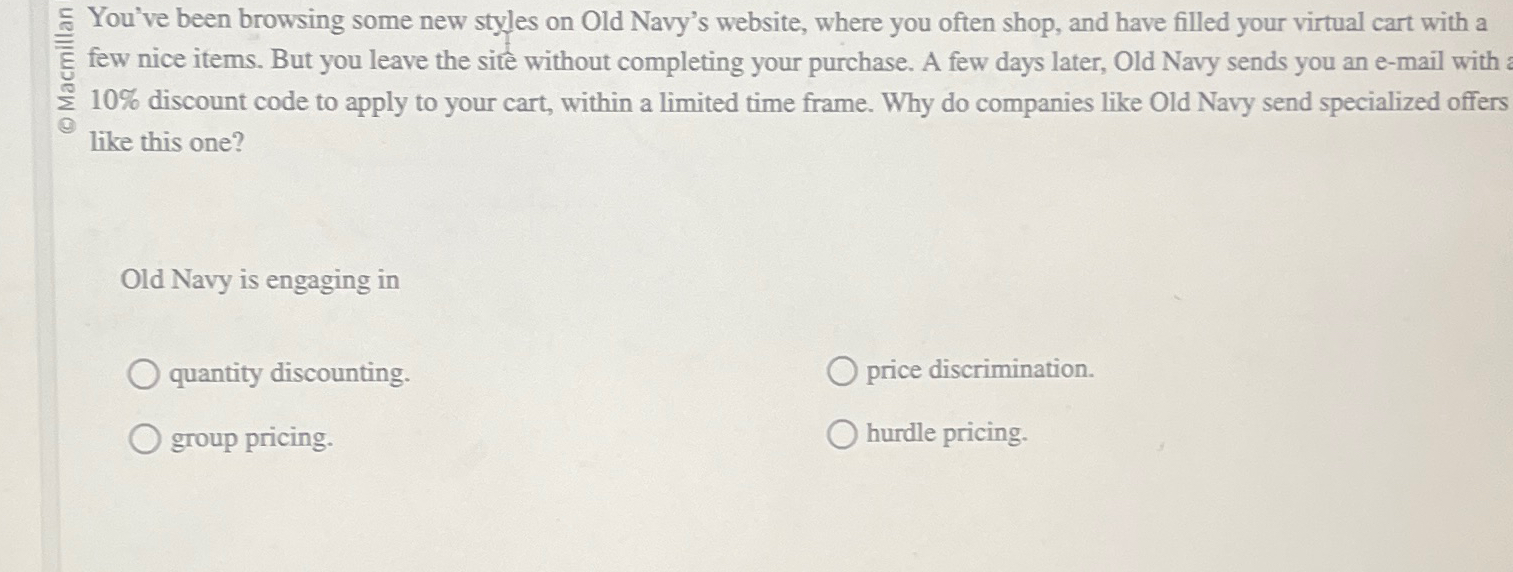  few nice items. But you leave the site without completing your