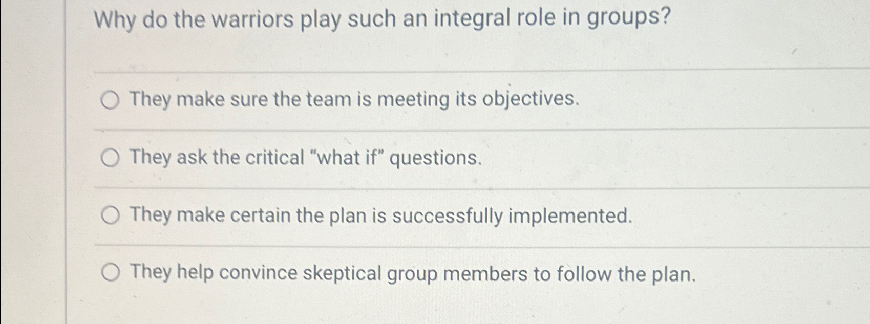  Why do the warriors play such an integral role in groups?