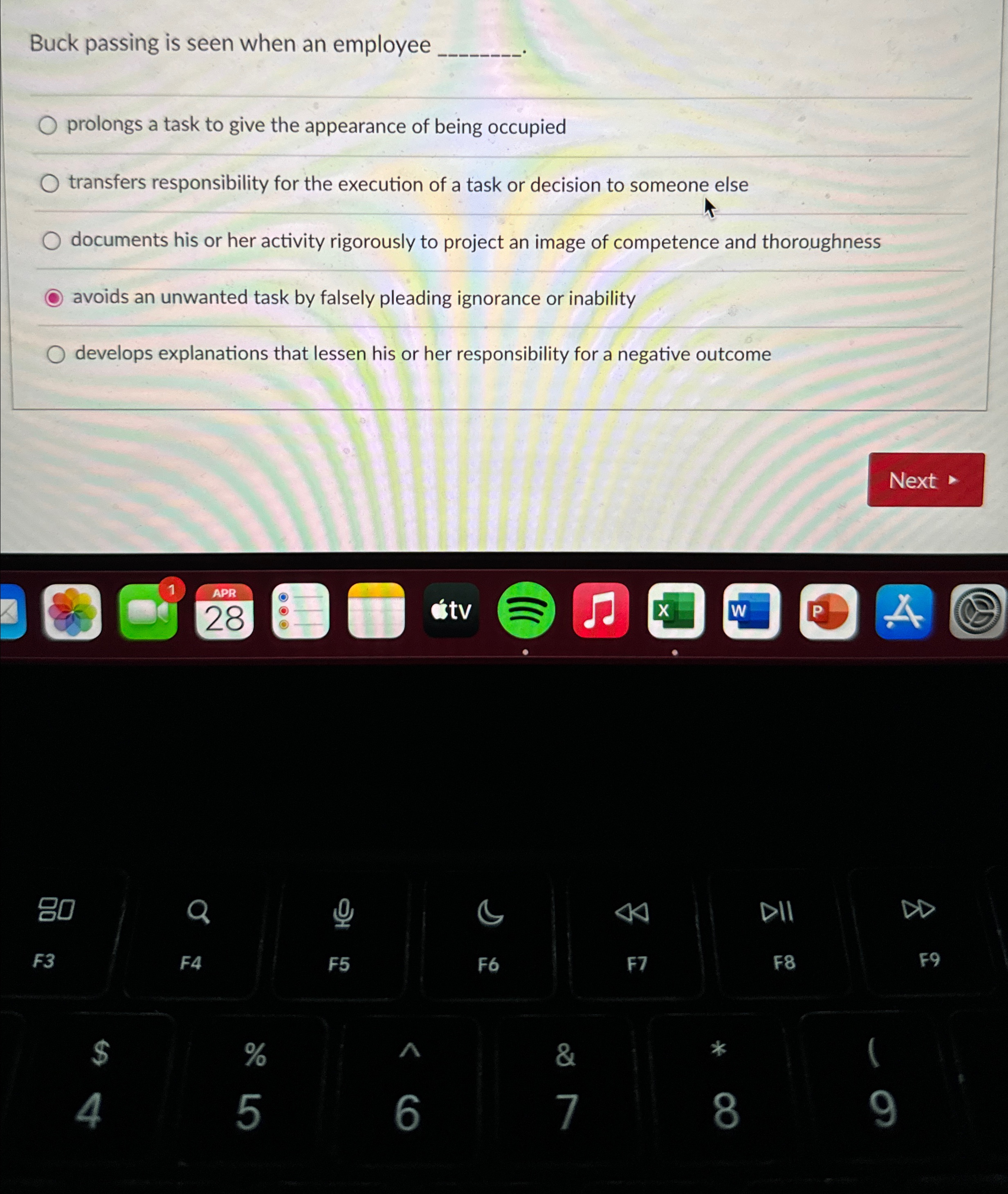  Buck passing is seen when an employee prolongs a task to