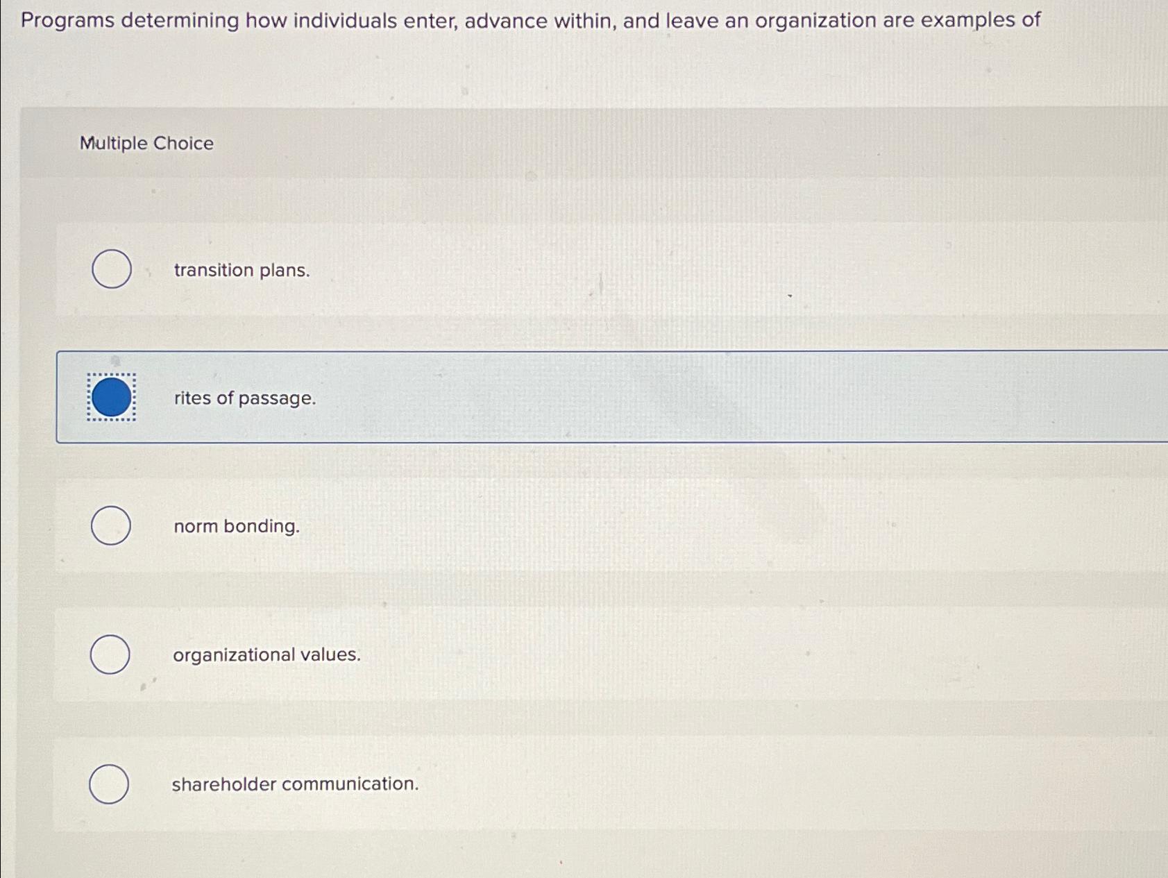  Programs determining how individuals enter, advance within, and leave an organization