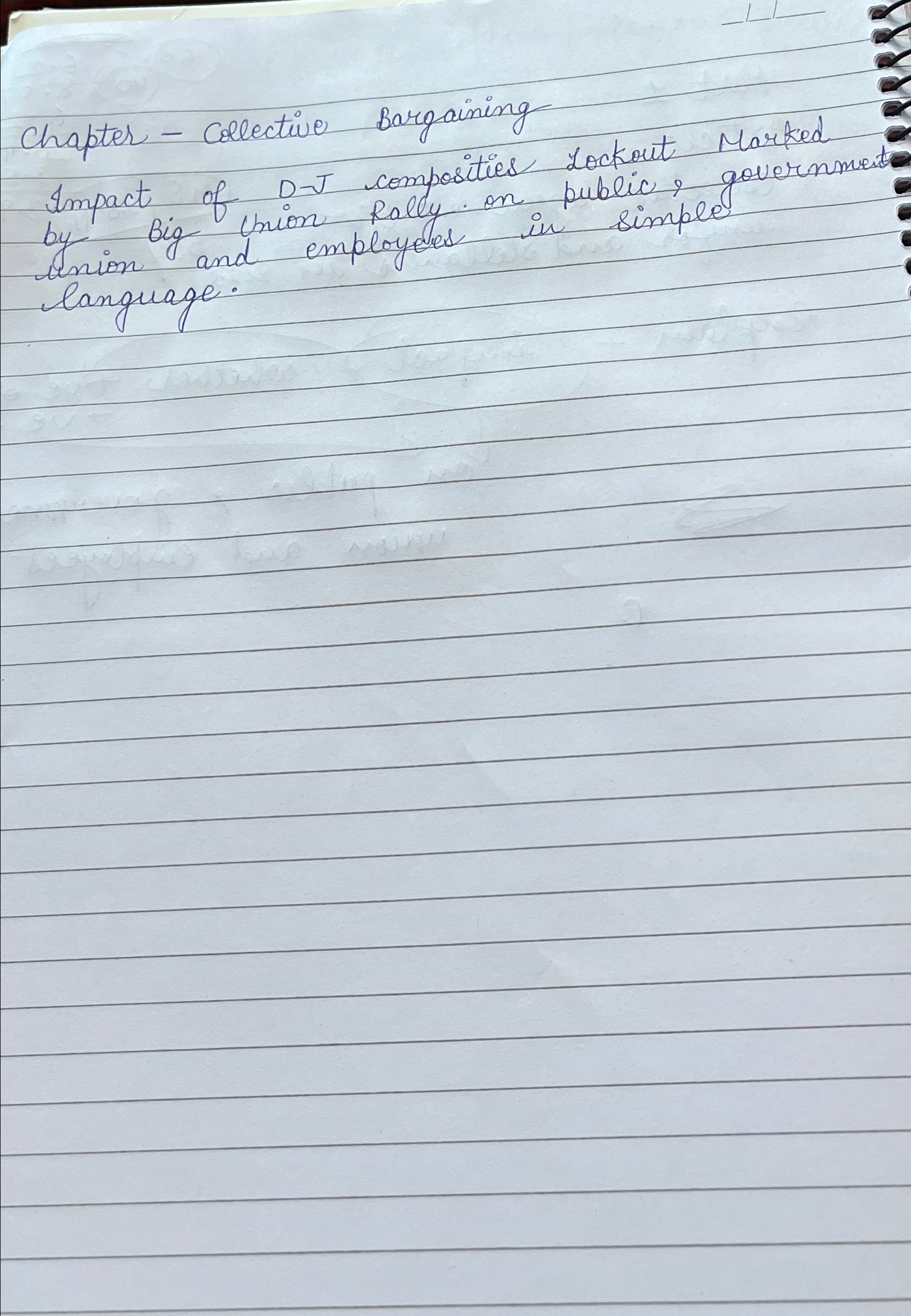  Chapter - Collective Bargaining Impact of D-J composities Lockout Marked by