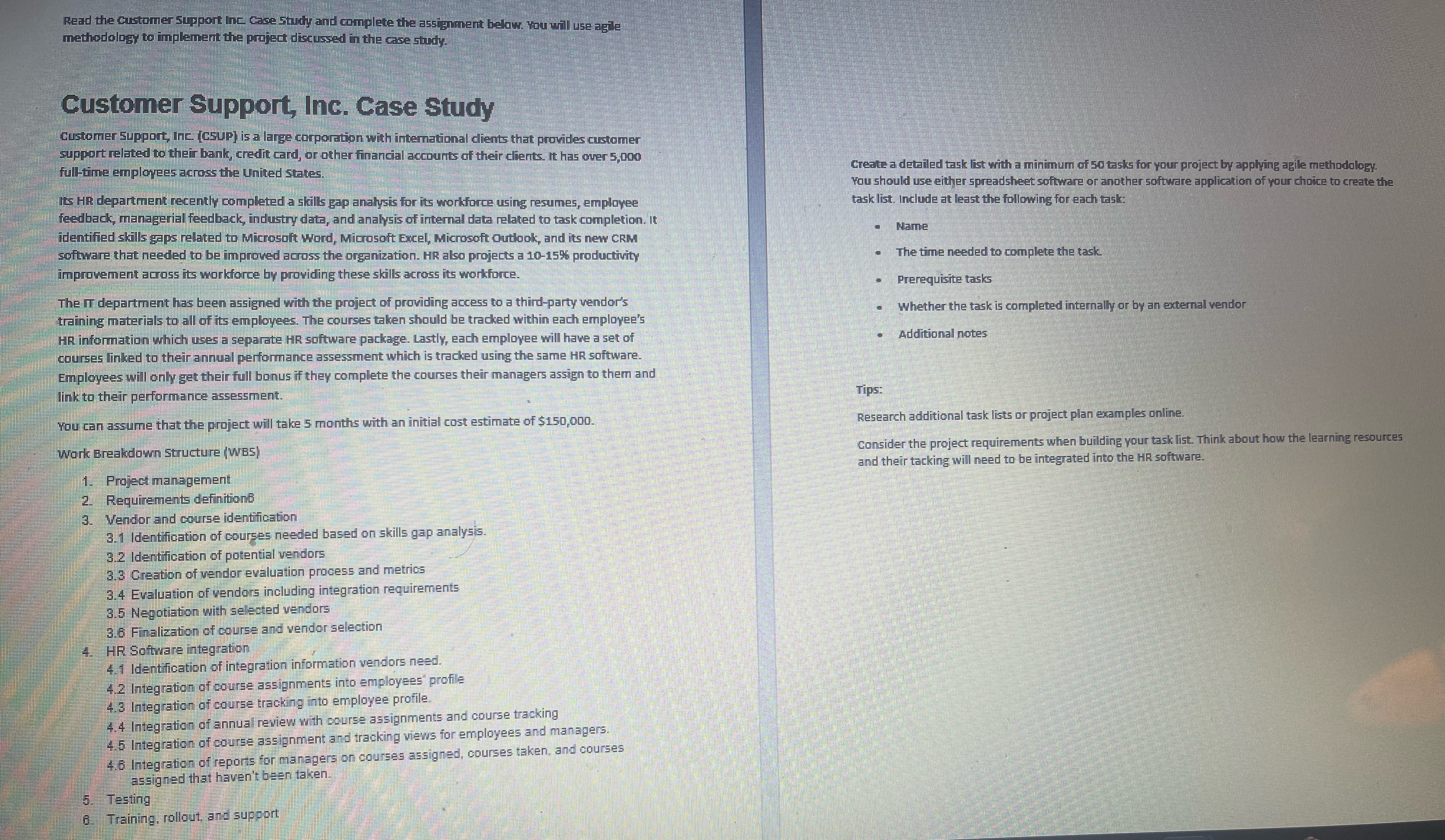  Hello, l'm having trouble making 50 detailed tasks list for this