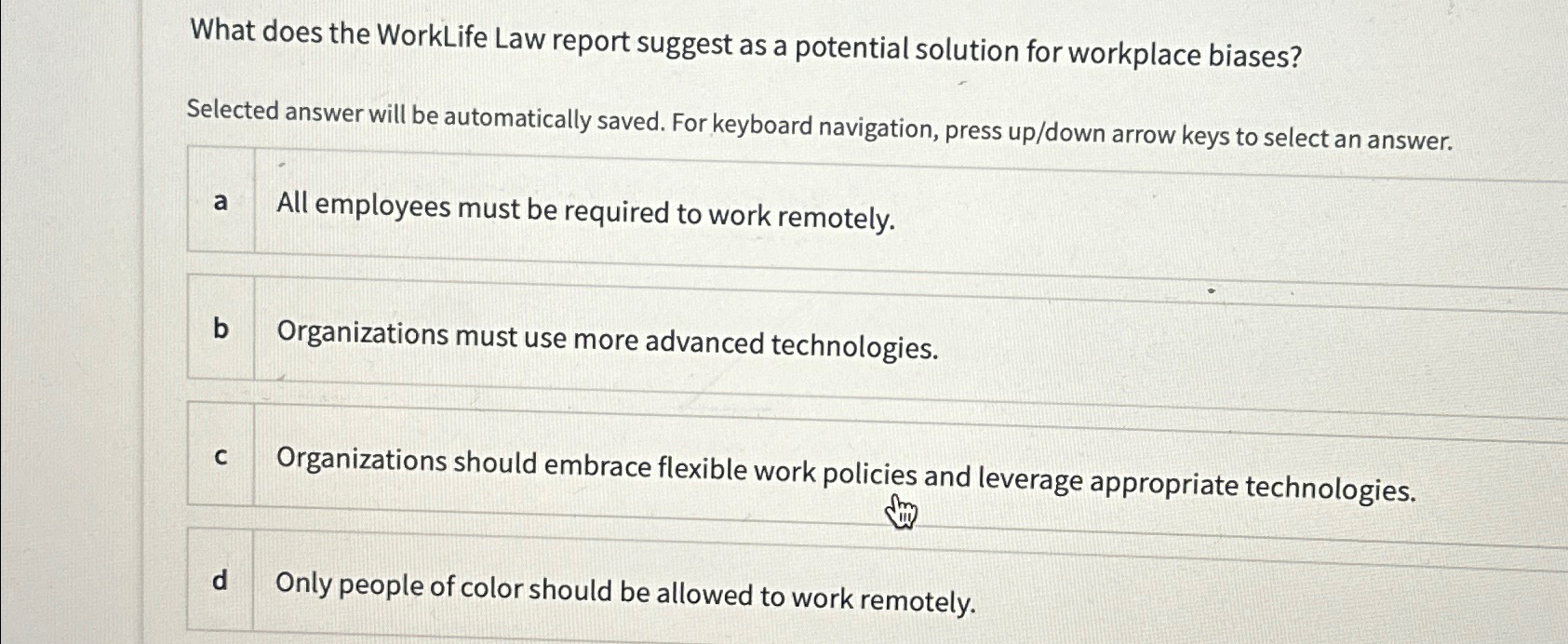  What does the WorkLife Law report suggest as a potential solution