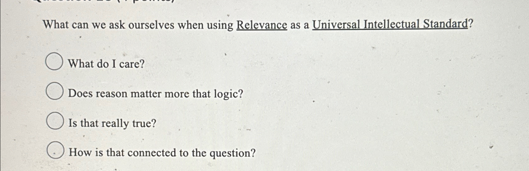  What can we ask ourselves when using Relevance as a Universal