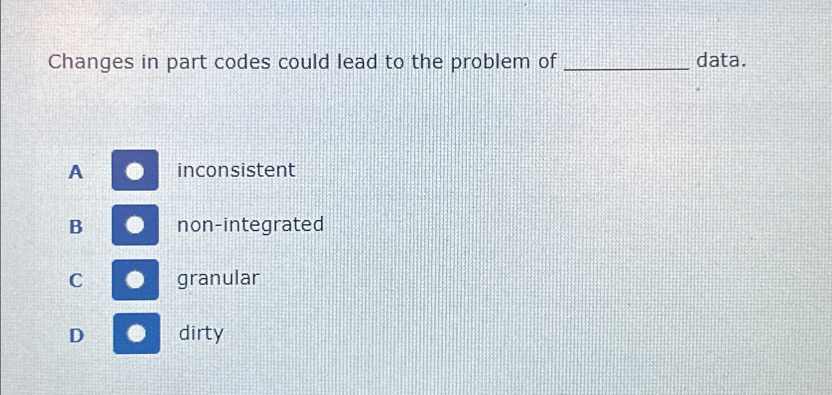  Changes in part codes could lead to the problem of data.