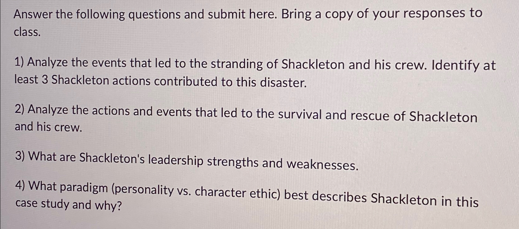  Answer the following questions and submit here. Bring a copy of