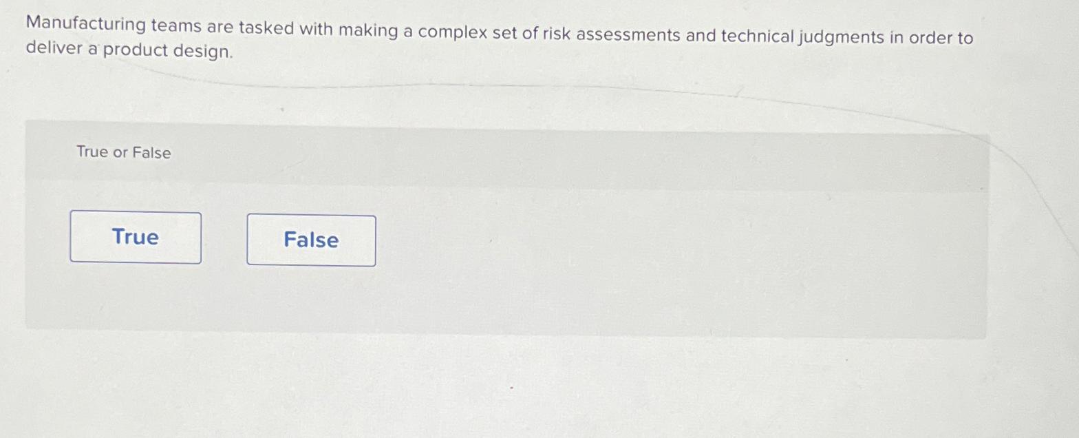  Manufacturing teams are tasked with making a complex set of risk