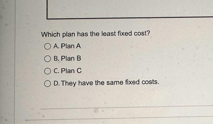 next season's sales now. They are facing three choices (plan A, plan