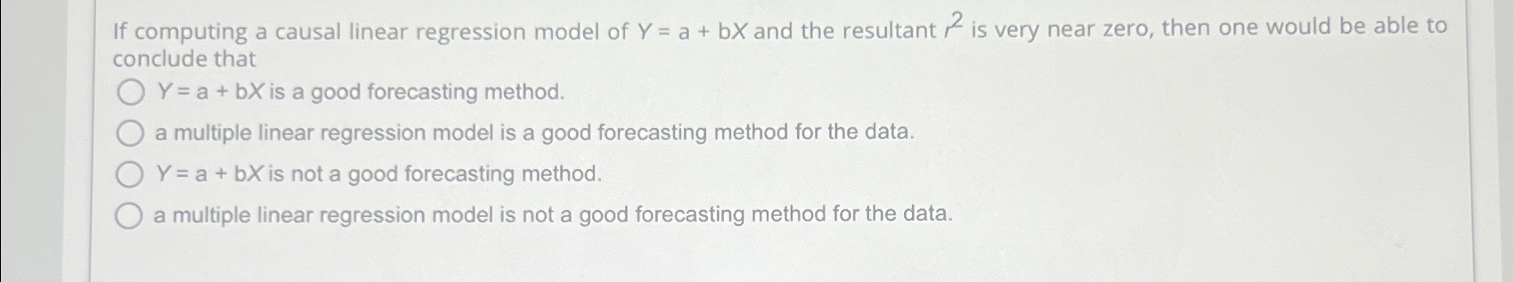  If computing a causal linear regression model of Y=a+bx and the