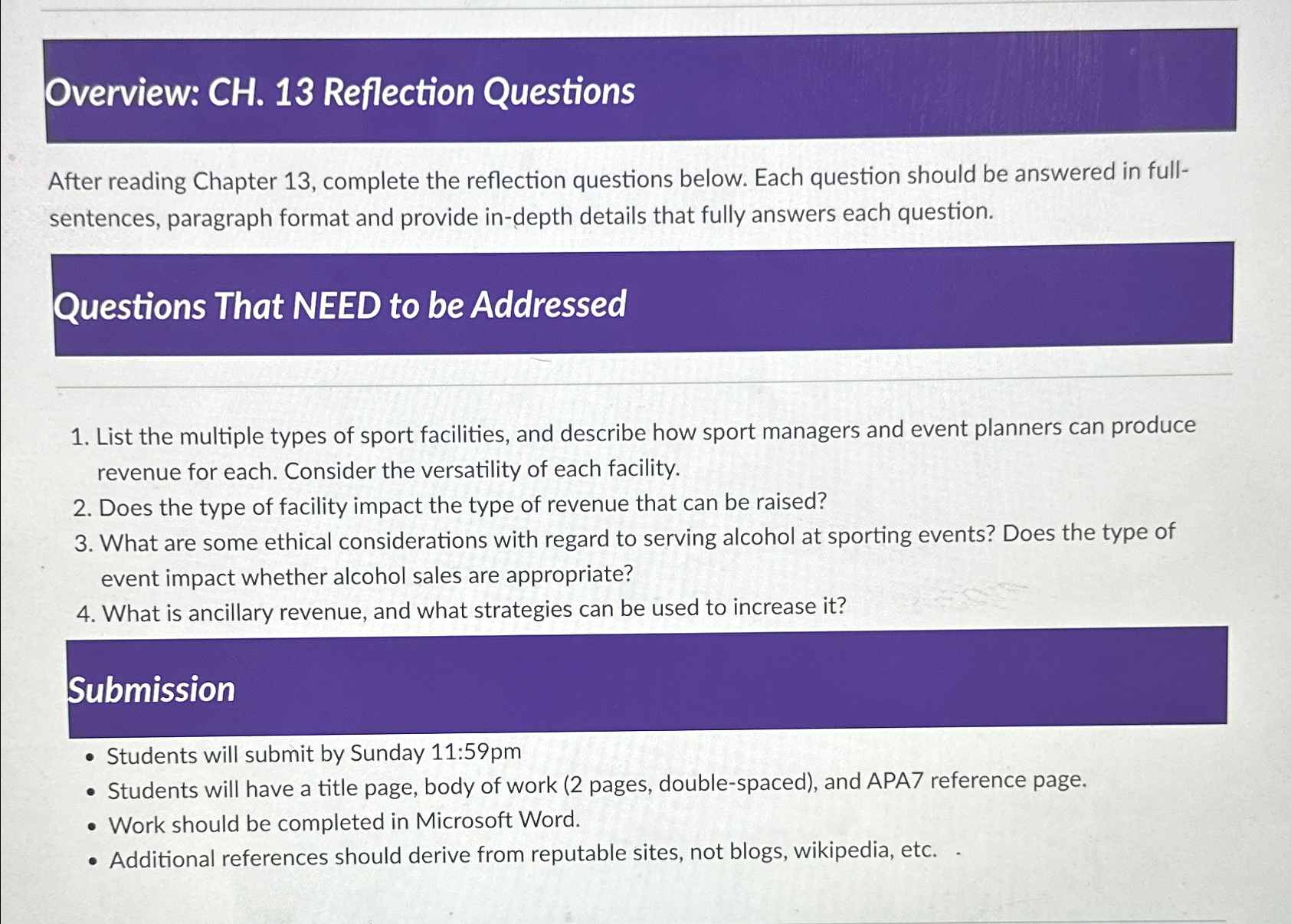  Overview: CH.13 Reflection Questions After reading Chapter 13, complete the reflection