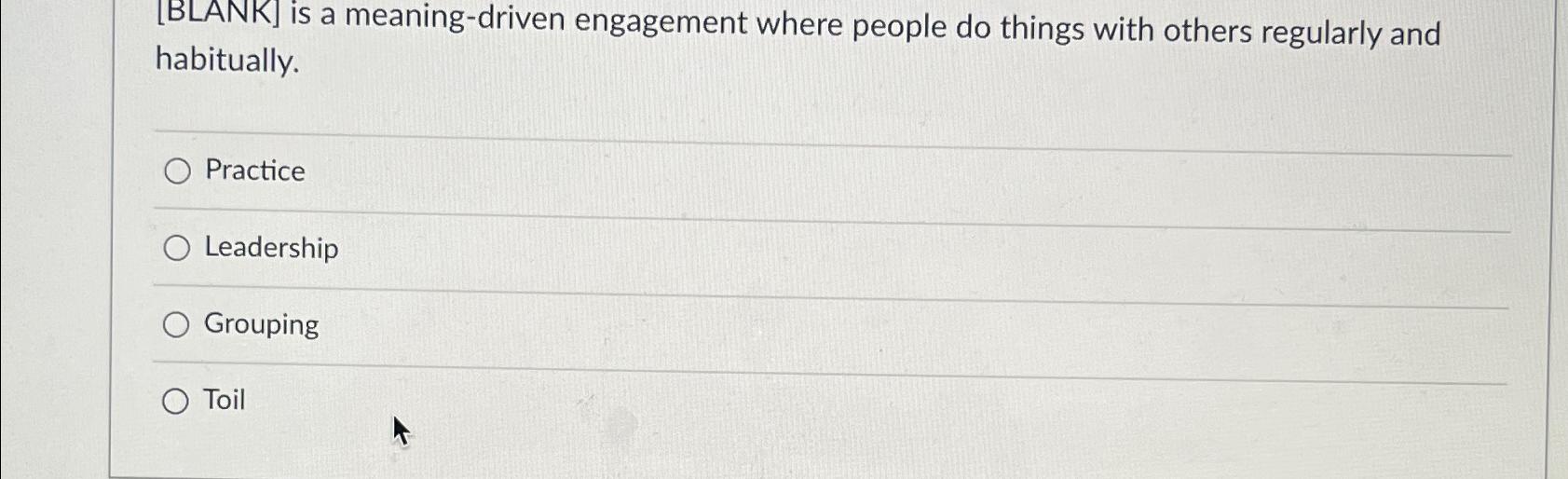  [BLANK] is a meaning-driven engagement where people do things with others