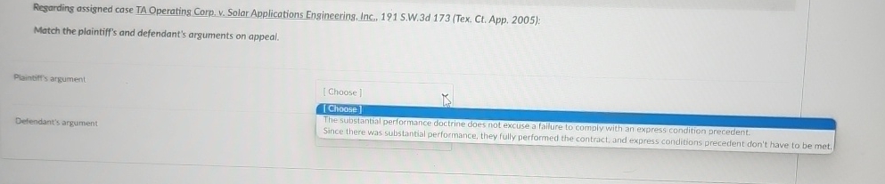  Regarding assigned case TA Operating Corp. v. Solar Applications Engineering, Inc.,