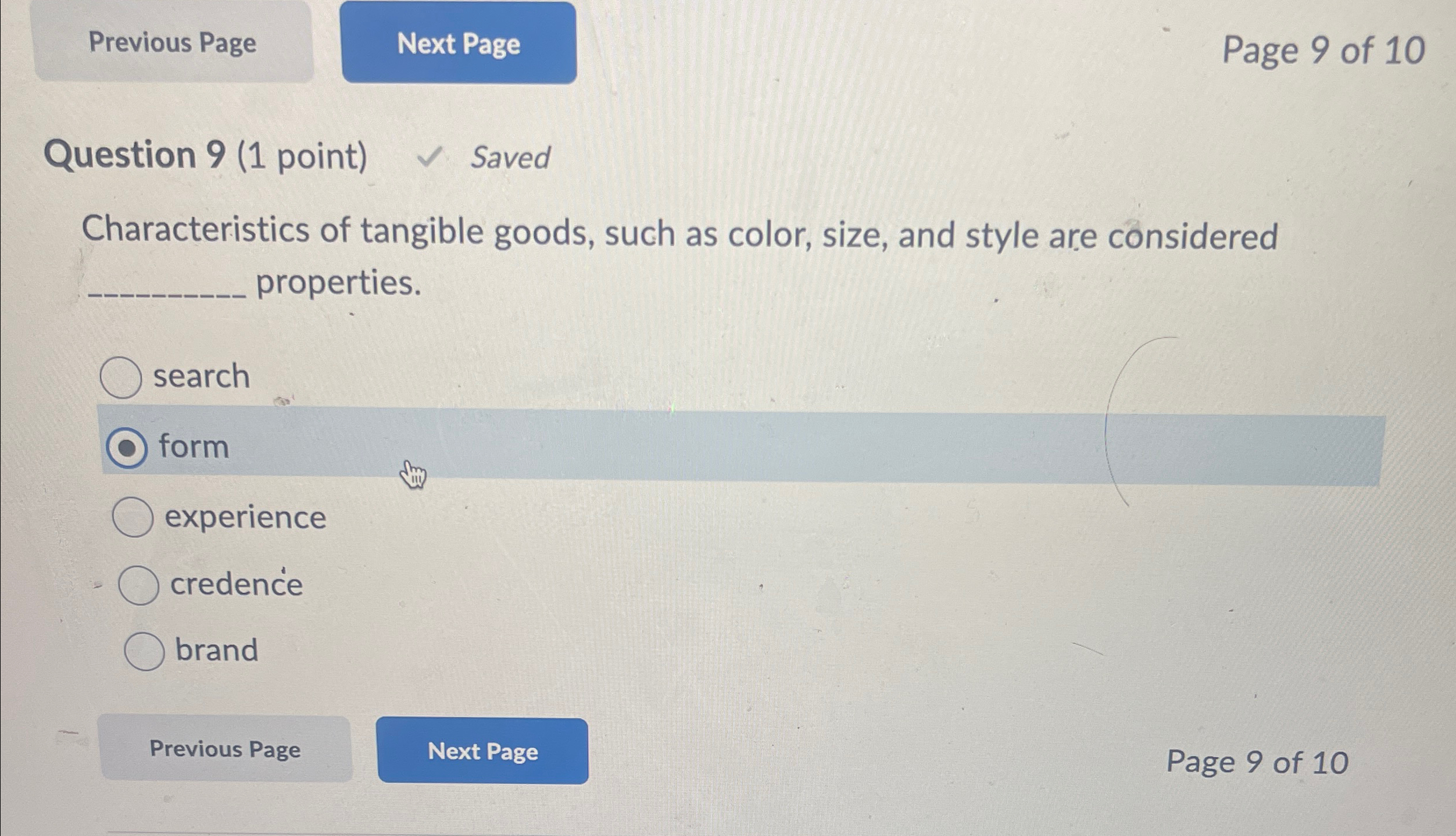  lestion 4(1 point) Saved At a restaurant, you notice that the
