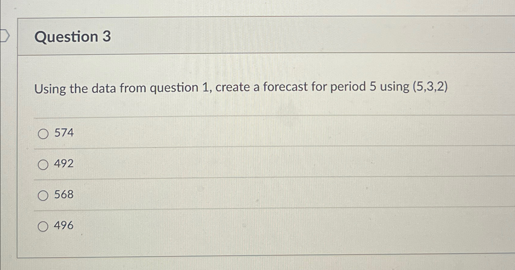  Question 3 Using the data from question 1, create a forecast