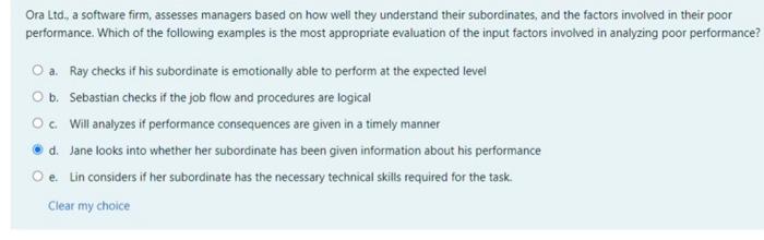 TOpic Human Resource Development Ora Ltd., a software firm, assesses managers based