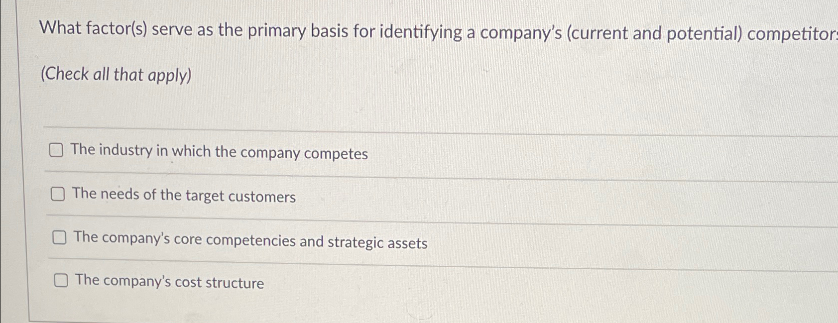  What factor(s) serve as the primary basis for identifying a company's