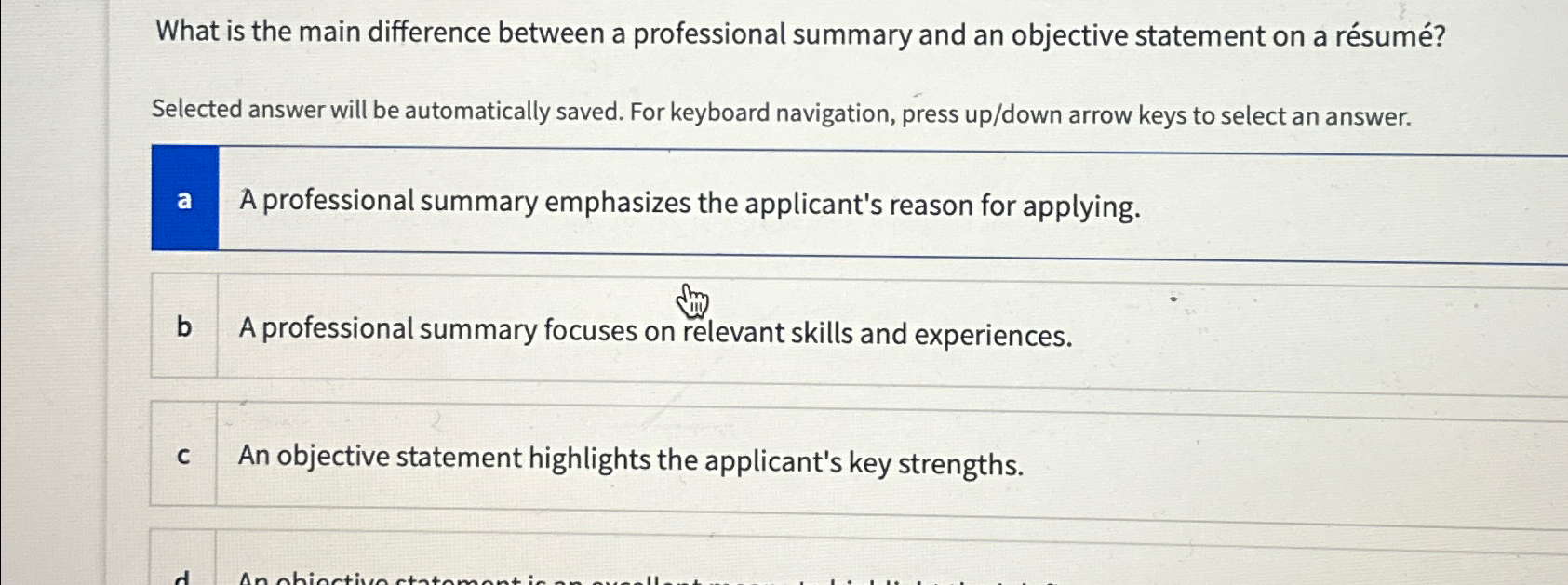  What is the main difference between a professional summary and an