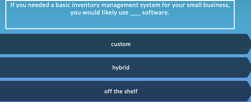  If you needed a basic inventory management system for your small
