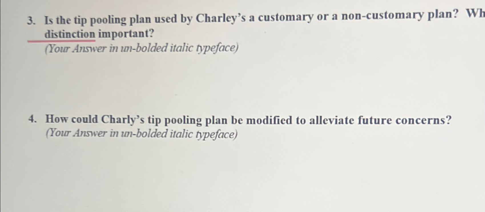  Is the tip pooling plan used by Charley's a customary or