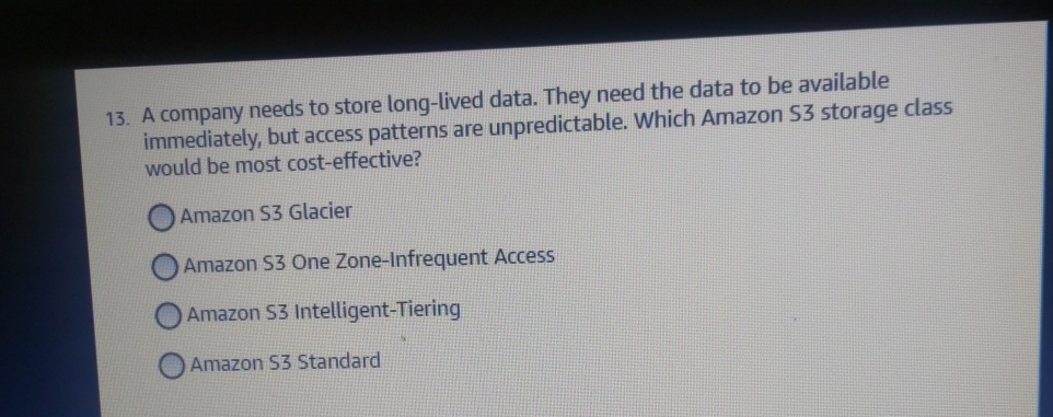  A company needs to store long-lived data. They need the data
